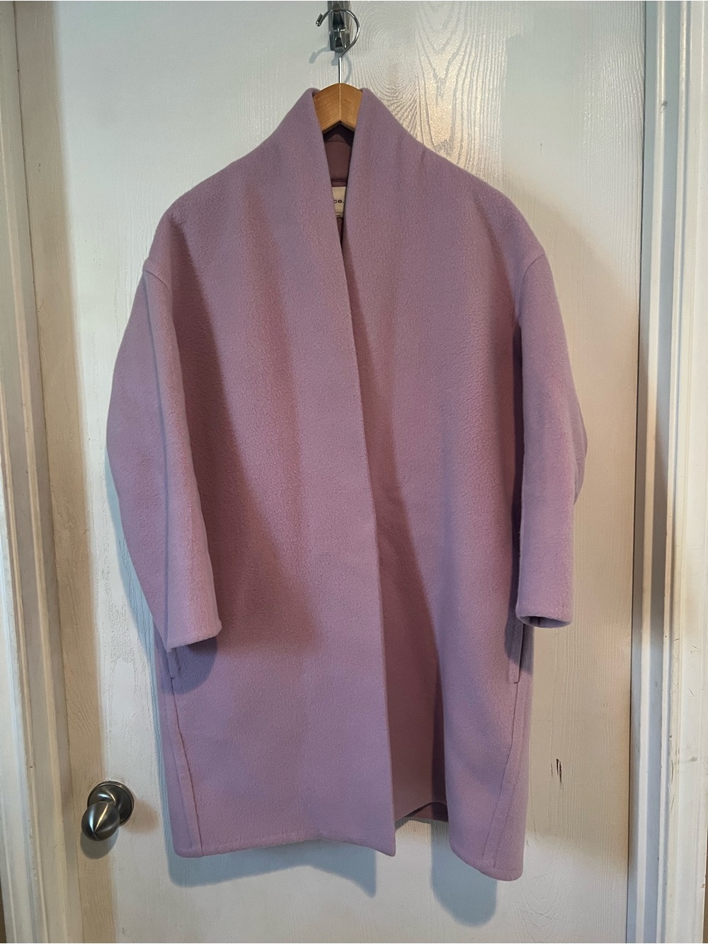 Vince Collarless Lavender Light Purple Wool Blend Longline Coat Women Sz XXS